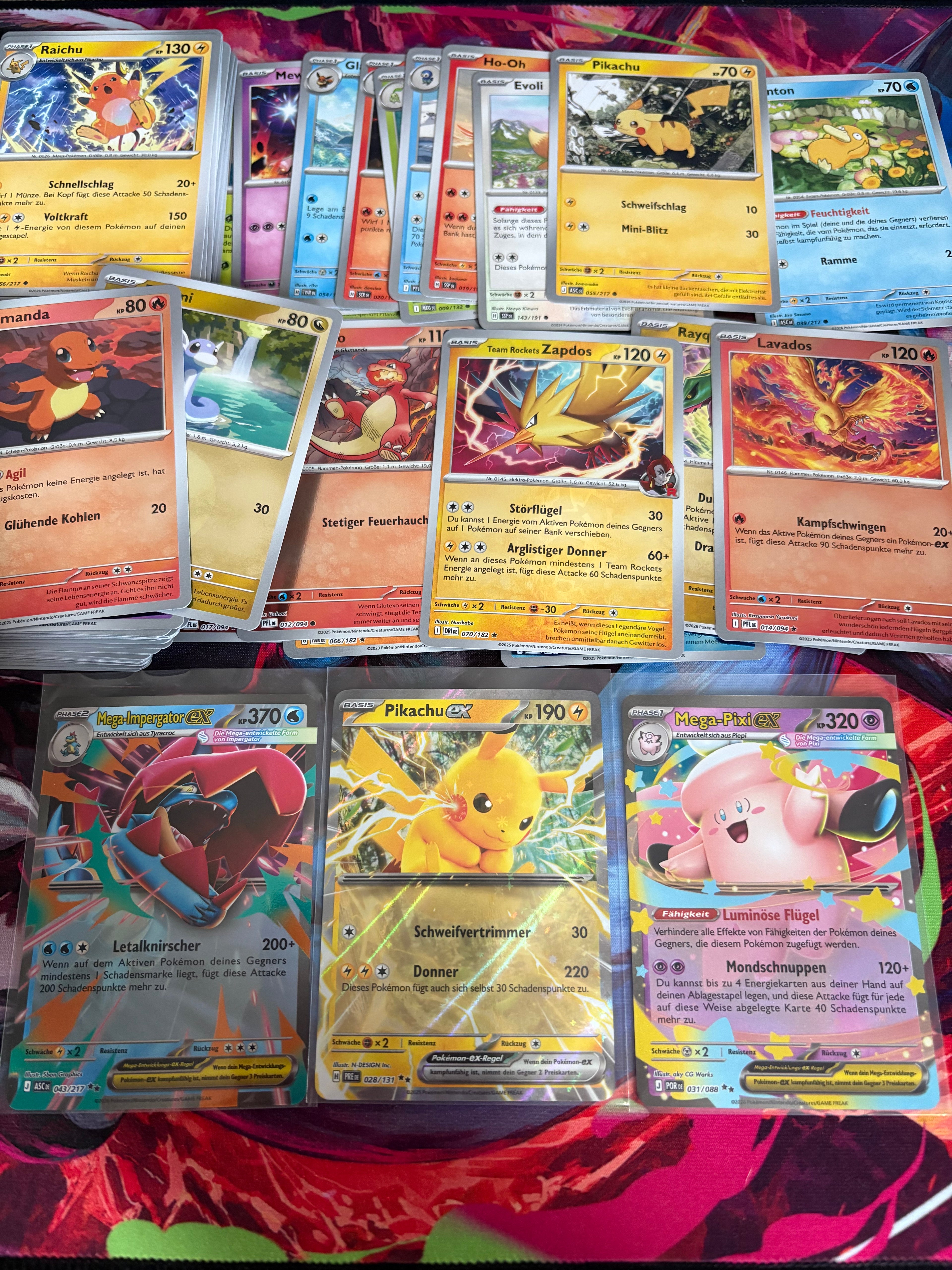 Pokemon 103 Karten Set Nr.7 (DE) glitzernde Reverse Holo, normale und eX Karten
