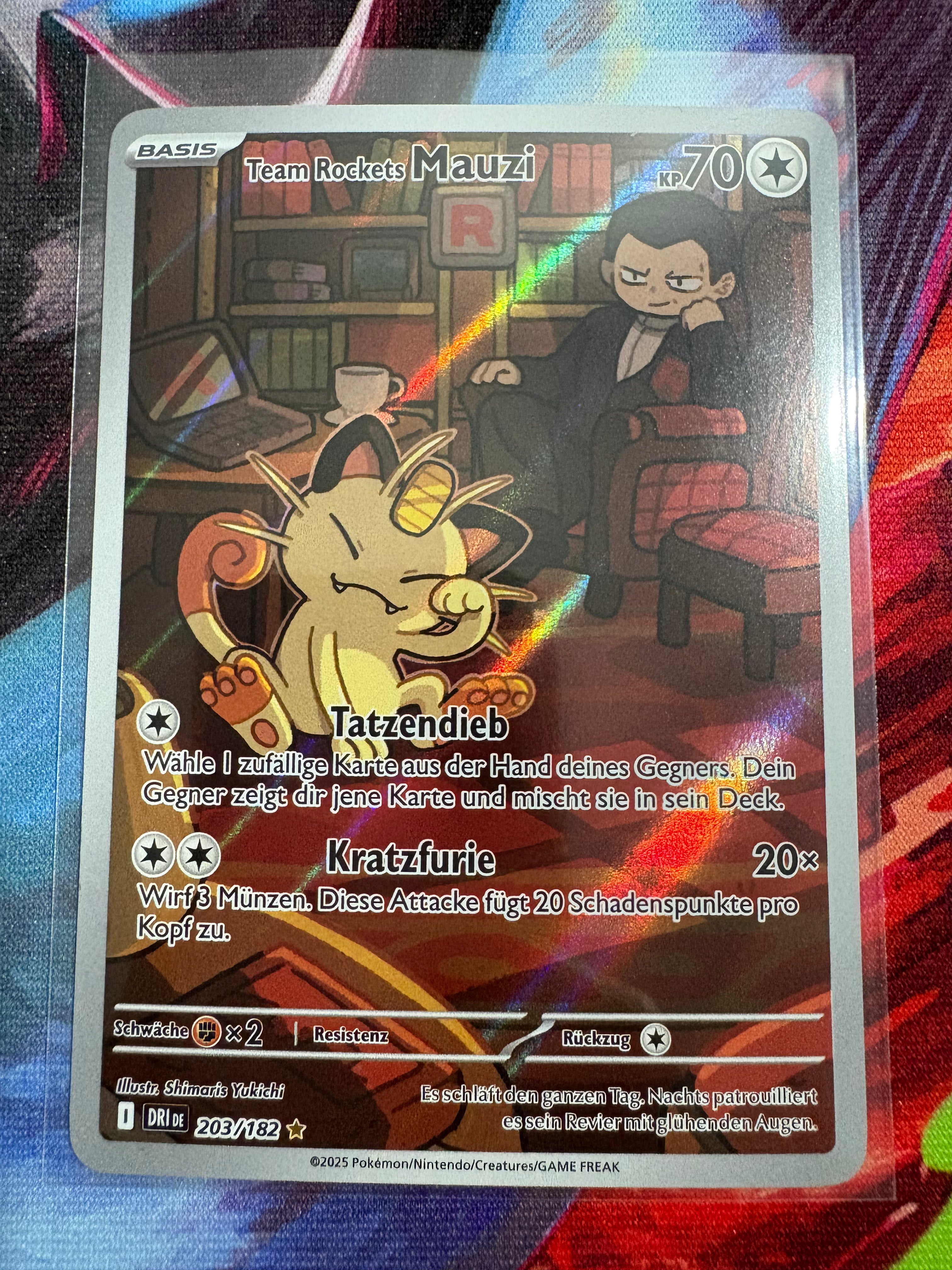 Pokemon Team Rockets Mauzi DRI 203/182 | Deutsch | NM | Ewige Rivalen | Illustration Rare